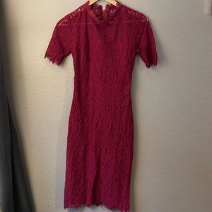 Maroon Lacey Bodycon Dress